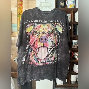 3D TEES Short Sleeve T Shirt Artsy Tie Dye Pit Bull Dog Quote Black Unisex XL